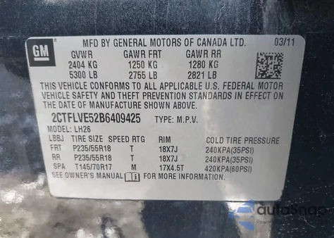 2011 GMC Terrain Slt-1 from USA, damaged, VIN 2CTFLVE52B6409425